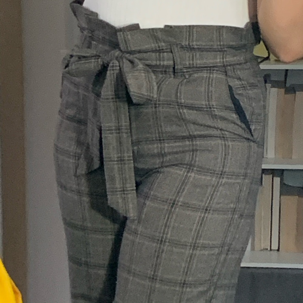 Plaid flared dress pants